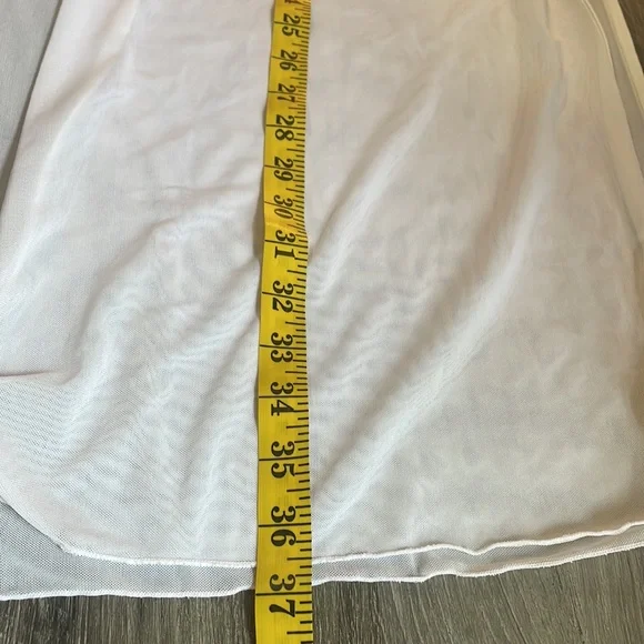 Sheer white sleeveless swim cover, tunic, top, peek a boo slits on side, Large - Picture 9 of 10